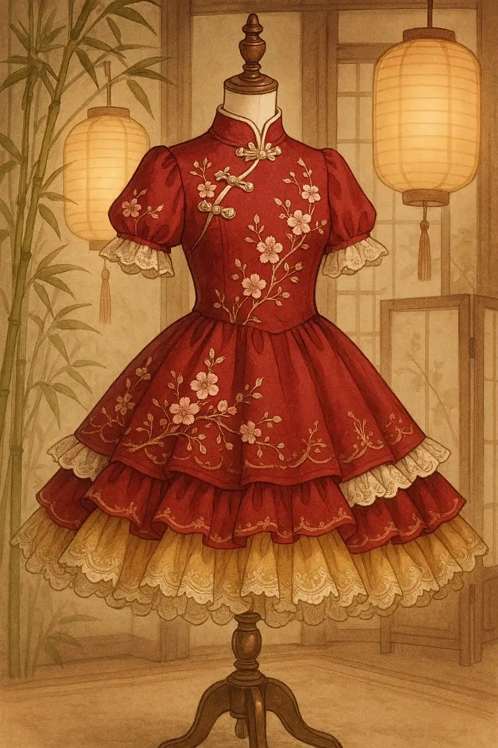 一件中华风格的 小萝莉 华裳裙装