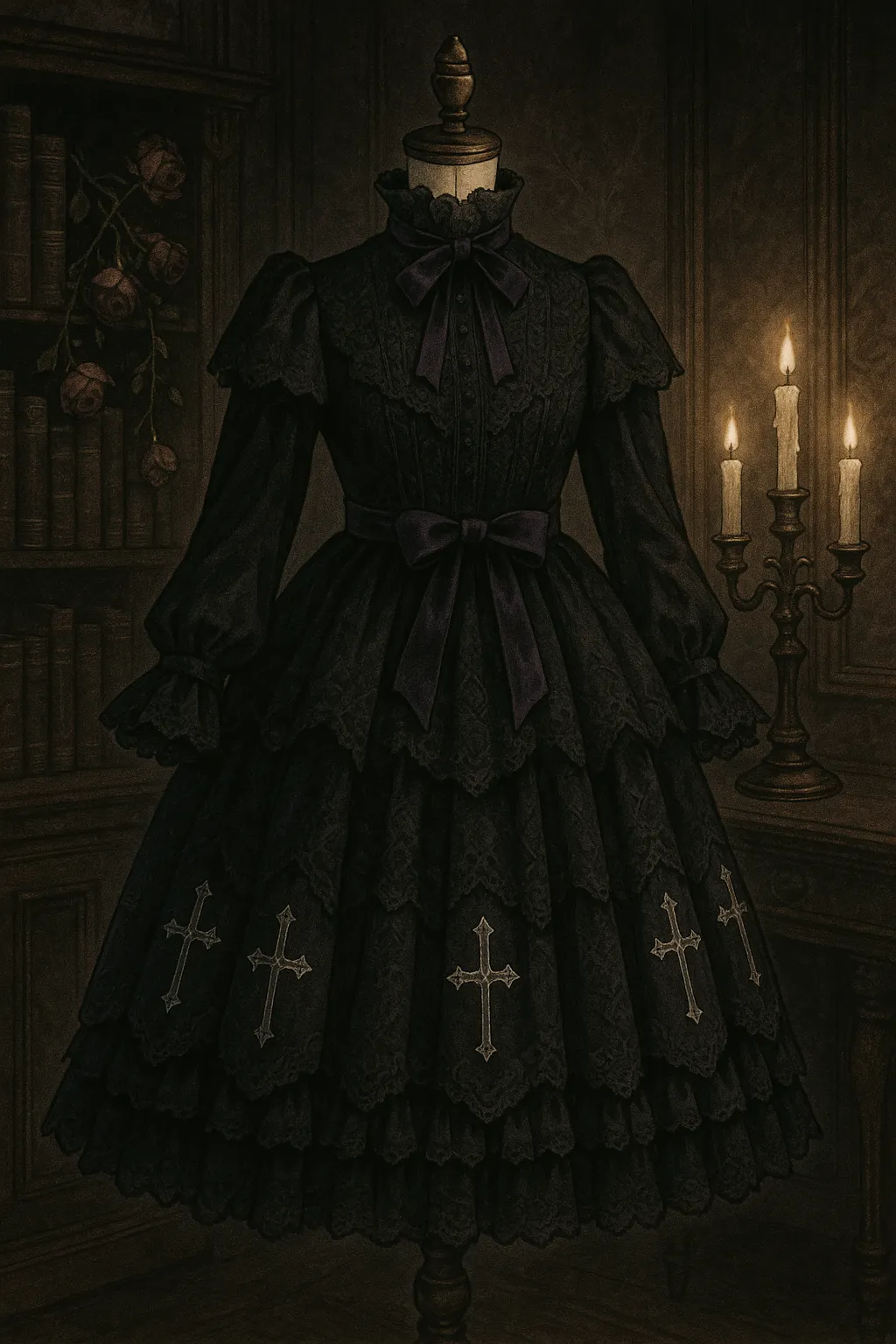 一件哥特风格的 小萝莉 暗夜裙装